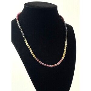 Natural Multi Sapphire Rondelle Faceted  Bead Necklace 925 Silver Gold Filled